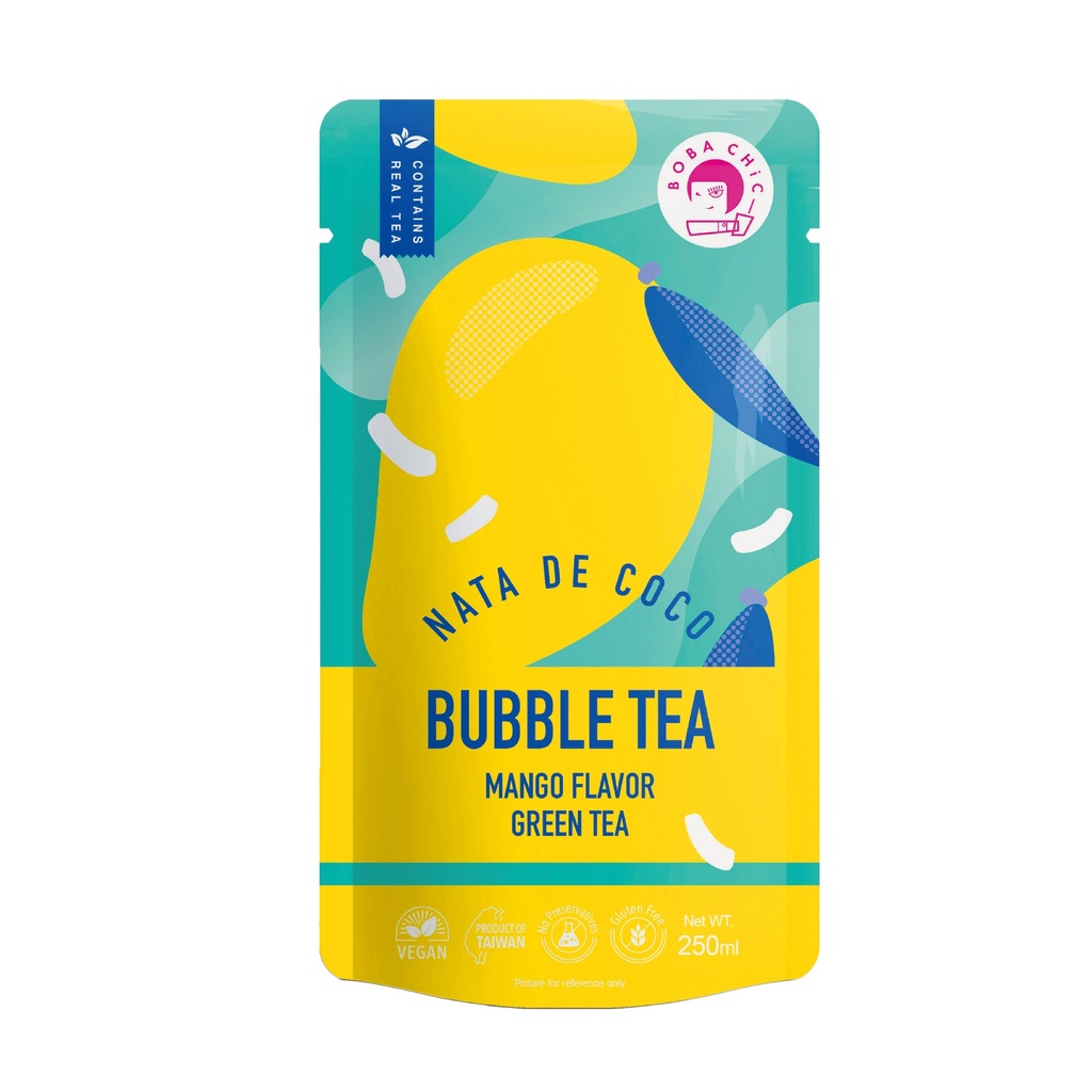 Nata de Coco Bubble Tea- Mango Green Tea Flavor